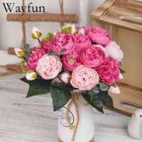 5 Heads Peony Artificial Flower Vintage Silk Peony Bouquet Flowers Artificial Flowers Plastic Flowers For Decoration Wheat Ears Mixed Floral Wedding Bridal Handheld Fake Flowers Dried Flowers Decor Home Party Decoration Bouquet For Wedding