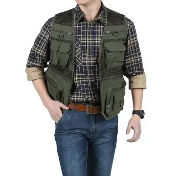 Outdoor Men's Tactical Fishing Vest Jacket Man Safari Jacket Multi Pockets  Sleeveless Travel Jackets Hi Vis Workwear Vest