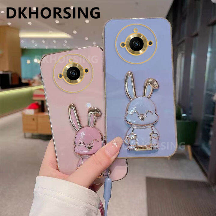 dkhorsing-เคสโทรศัพท์ชุบนิ่มสำหรับ-realme-11-11pro-11-pro-10t-5g-เคสกระต่ายน่ารักการ์ตูน-realme11-pro-plus-2023กันกระแทกพร้อมที่ยึดบาร์และสายคล้องมือ