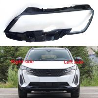 สำหรับ Peugeot 4008 2020 2021 2022 2023 Lampu Depan Mobil ฝาปิดเลนส์ไฟหน้าโป๊ะไฟแบบโปร่งใสกระจกไฟฉายคาดศีรษะสีอ่อนกรอบ