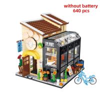 Friends Modular House City Street View Mininature Food Shop Retail Store Cafe Restaurant Architecture Building Blocks Toys Girls