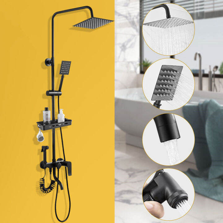 Shower Stainless Steel Bathroom Square Matte Black Shower Set for