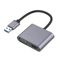 USB ไปยังตัวแปลงวิดีโอสัญญาณเสียงสำหรับซิงค์ VGA ที่รองรับ VGA HD อะแดปเตอร์ที่รองรับ HDMI สำหรับ Windows7/8/10/11 MacOS