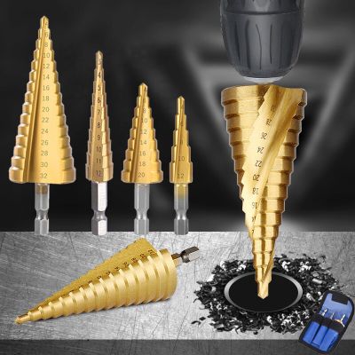 1/3pcs HSS Titanium Drill Bit 3-12 4-12 4-20 Drilling Power Tools Metal High Speed Steel Wood Hole Cutter Cone Drill Bit Set Drills Drivers