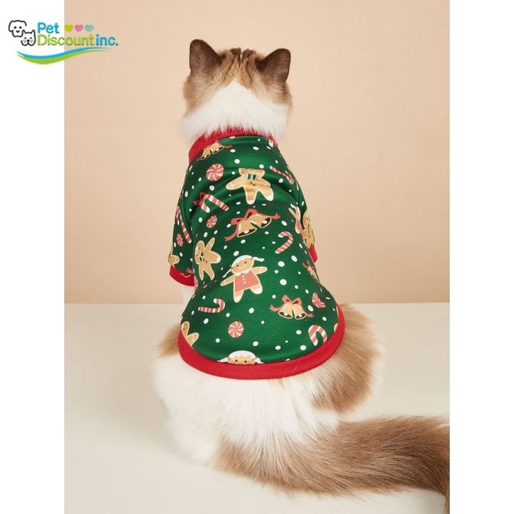 ส่งจากไทย-เสื้อผ้า-พิมพ์ลายน่ารัก-สำหรับสัตว์เลี้ย-สุนัข-แมว-สไตล์คริสต์มาสli0295เสื้อแมว