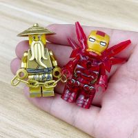 Gold-plated version of Ninjago blind bag Iron Man crystal version minifigure 5-10 years old assembled building block boy educational toy