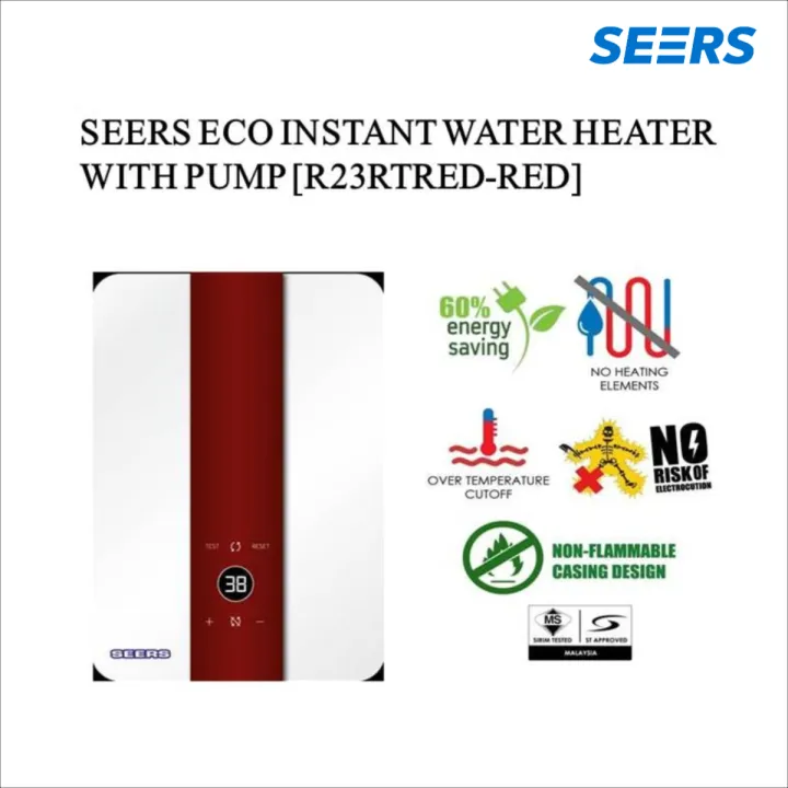 Seers R23HT D5 Eco Instant Shower Water Heater [with PUMP] Energy
