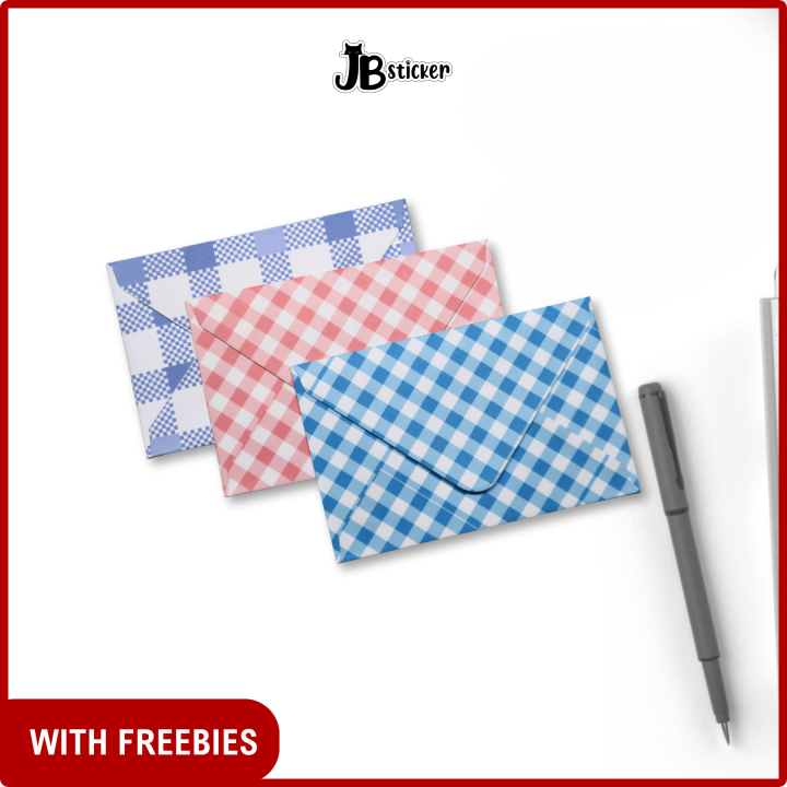 5pcs Gingham Envelope, Toploader Envelope, Card Envelope, Gift Envelope
