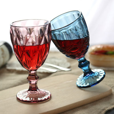 แก้วแก้วไวน์แดงเม็ดแก้วทรงสูงหนาแก้วไวน์แก้วแชมเปญวิสกี้แก้วกระจกสีหนา