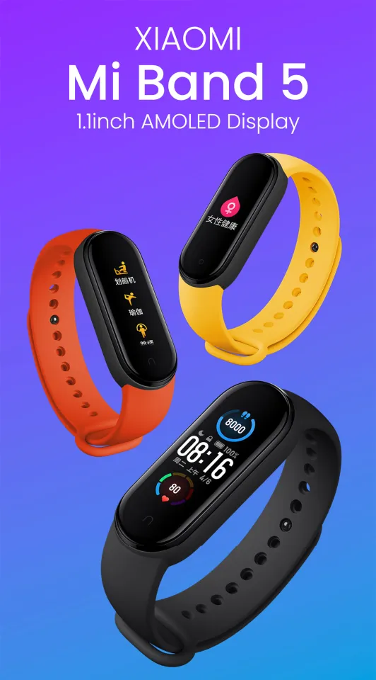 Xiaomi Mi Band 5 Fitness Tracker Smart Bracelet Dynamic Color AMOLED Screen  11 Sports Modes Wristband Magnetic Charge Bluetooth 5.0 Smart Watch Sports  Health Activity Tracker 