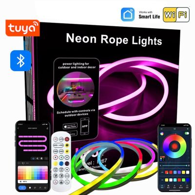 Tuya RGBIC Led Neon Rope Light WiFi Neon Lights APP Control Dimmable Voice for Alexa Google Game Room Decor Christmas Decoration