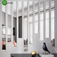 10Pcs Pack Acrylic Mirror Self-adhesive Wall Stickers / Home Decor Wallpaper / 3D Mirror Wall Art / Bathroom Decorative Wall Murals / DIY Wall Decal Stickers Used for Living Room Bedroom TV Background Wall Decorations