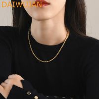 DAIWUJAN Hiphop Choker Stainless Steel Twist Chain Neckalces For Women Men Gold Plated Choker Necklace Fashion Jewelry Gift Fashion Chain Necklaces