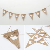 【CC】 Bunnies Happy Easter Mabula Flag Buntings Banners Hanging Decoration for Wall Garden