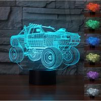 ┋﹊◇ Off-Road Vehicle 3D Night Light 7 Colors Gradient SUV USB LED Table Lamp