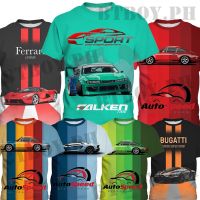 3-13 Years Racing Car T-shirt For Kids  Audi shirt Clothes Cartoon Unisex Boys Girls Porsche Short Sleeve Round Neck Summer Shirt