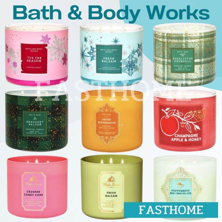 เทียนหอม Bath&Body Works White Barn 3 wick candles ขนาดใหญ่ 411 g. Tis