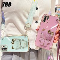 เคสโทรศัพท์กระจกแต่งหน้า YBD สำหรับ OPPO A94 5G F19 Pro + 5G Reno 5Z 5G Reno 6Z 5G Reno 5G5 Hello Kitty Bracket เชือกยาวสำหรับ Srossbody