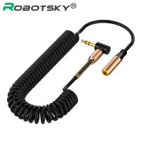 【YF】 3.5mm Audio Cable Male to Female AUX Extension Wire Elbow Spring Retractable Speaker Telescopic HIFI Sound Quality