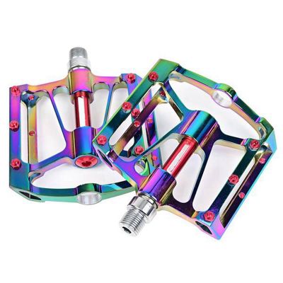 1Pair Bike Pedals Ultralight Aluminum Alloy Non-Slip Platform Bearing Colored Pedals Replacement Accessories for BMX Mountain Bike Accessories Colored