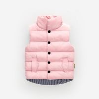 （Good baby store） Korean Version Thickened Children  39;s Warm Vest Fashion Stand Collar Boys Girls Outside Wearing Vest Simple Solid Color V neck Ves