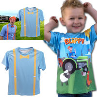 Blippi เสื้อยืดแขนสั้นพิมพ์ลาย 3D เครื่องแต่งกายคอสเพลย์แฟชั่นเด็ก