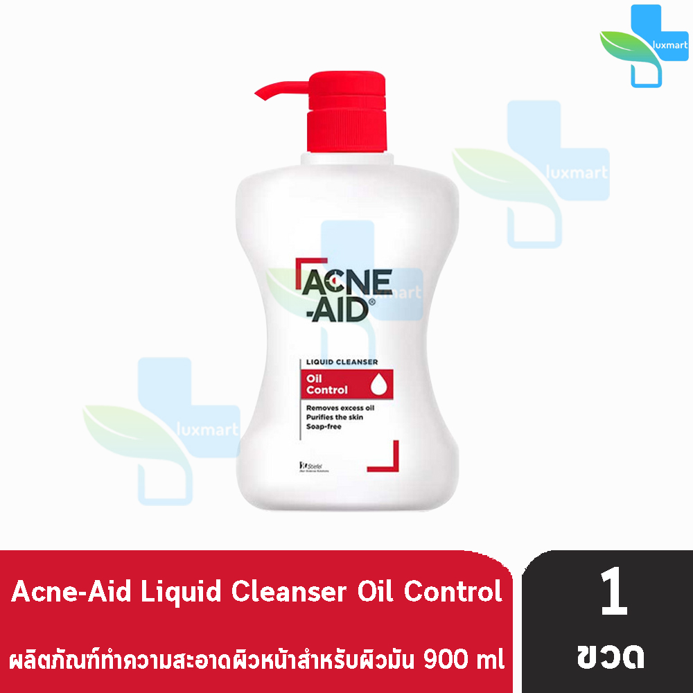 แนะนำ Acne-Aid Liquid Cleanser แอคเน่-เอด ลิควิด คลีนเซอร์ สีแดง ขนาด 900 มล. [1 ขวด] ทำความสะอาดผิวหน้า สำหรับผิวมัน Acne Aid