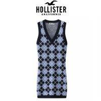 Hollister 20 22ฤดูใบไม้ร่วงและฤดูหนาวสินค้าใหม่แฟชั่นของผู้หญิงย้อนยุคเข้ากับทุกชุดยาวปานกลางเสื้อแขนกุดผ้าถัก