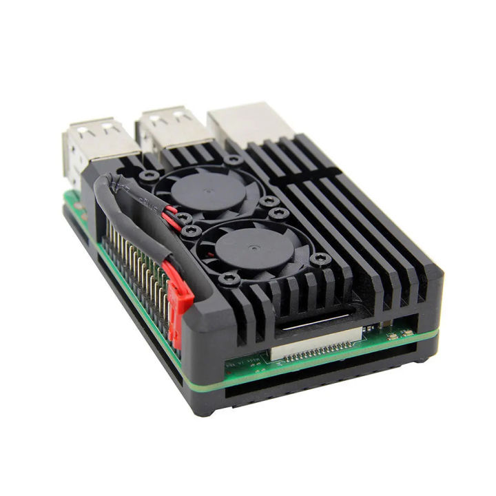 สำหรับ-raspberry-pi-3รุ่น-b-b-เคสอลูมิเนียมพร้อมพัดลมระบายความร้อนคู่