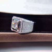 [COD] แหวนเพชรผู้ชายเลียนแบบสูงคาร์บอนสูงคลาสสิก แหวนแต่งงานชุบทองคำขาวเลียนแบบ Moissanite