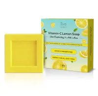 Elva London สบู่วิตามินซี ผิวขาวใส Vitamin C Lemon Soap Helps Skin Whitening สบู่ก้อนต้นชา- ช่วยลดอาการอักเสบของผิว ทำให้ผิวดูกระจ่างใส- กล่องสีส้ม- 30g