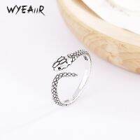 WYEAIIR งู925เงินสเตอร์ลิงย้อนยุคเปิดปรับขนาดได้เทรนด์ฮิปฮอปสำหรับผู้หญิงเครื่องประดับสุดหรู