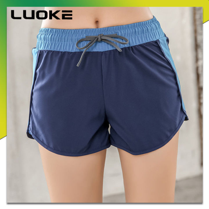 luokeกางเกงกีฬาขาสั้นของผู้หญิง-กางเกงลำลองใส่วิ่งเล่นโยคะฟิตเนสวิ่งซับในน้ำหนักเบานิ่มใส่สบาย