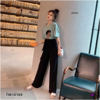 TW10169   Set 2 ชิ้น เสื้อสกรีนผูหญิง + กางเกงขายาว   **สอบถามก่อนสั่งซื้อ**