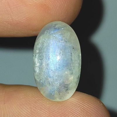 พลอย หลังเบี้ย มูนสโตน มุกดาหาร เหลือบ ฟ้า น้ำเงิน ธรรมชาติ แท้ ( Natural Blue Flash Moonstone ) หนัก 8.19 กะรัต