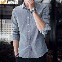 FGN เสื้อเสื้อเชิ้ตออกซ์ฟอร์ดผ้าคอทตอนเข้ารูปสำหรับผู้ชาย,เสื้อลำลองเสื้อผ้าฝ้ายแขนยาววัยกลางคนแฟชั่นคุณภาพสูง MODE Korea