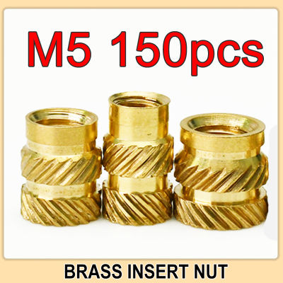 150 pcs M5 ทองเหลืองร้อนละลายความร้อนใส่ Nut Knurled Thread Embedment ใส่ Double Twill Copper Nuts Embed สำหรับกรณีพลาสติก-Shop5798325