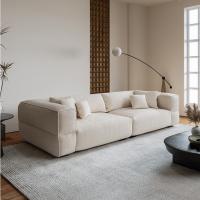 Retro Sofa โซฟา Fabric Tofu Block Direct Sauding Sofa Lamdium Martial Arts Nordic Cream Style