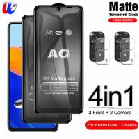 4in1 9D เคลือบด้านฝ้ากระจกเทมเปอร์สำหรับ MI Xiaomi Redmi Note 11 11S Note 11 Pro 5G 11PRO + กาวเต็มหน้าจอฟิล์มป้องกันด้านหลังฟิล์มเลนส์ POCO X4 PRO 5G M4 PRO 5G 4G nfc รุ่น