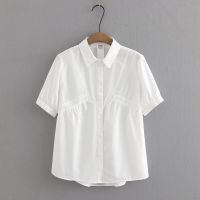 【มีไซส์ใหญ่】Plus Size Womens XL-4XL Short Sleeve Summer Blouses Ladies Elegant Button Up Female Tops