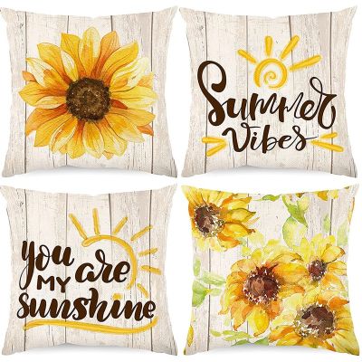 Sunflower 18x18 Pillow Covers Summer Decorative Throw Pillow Case Cushion Cover for Home Farmhouse Outdoor