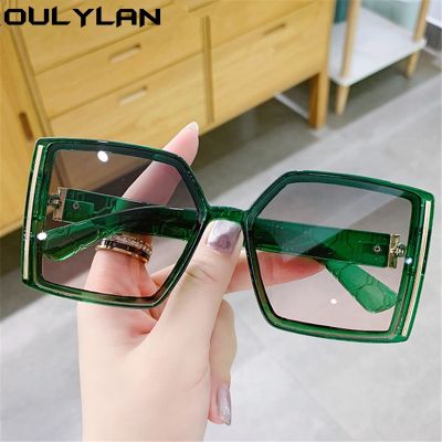 Oulylan Classic Square Sunglasses for Women Men Fashion Green Gradient Sun Glasses Male Oversized Eyewear Driving Goggles UV400