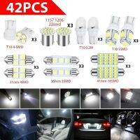 Universal 42Pcs LED T10 COB Interior White Combo LED Dome Door Trunk License Plate Light Bulbs 1157 T10 31/36/41mm