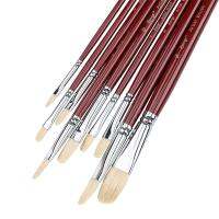 9Pcs Artist Filbert Nylon Hair Acrylic Painting Brush Set Long Handle School Drawing Tool Oil Acrylic Brush for Art Supplies