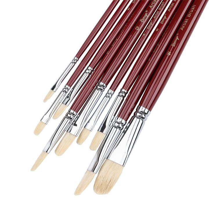 9pcs-artist-filbert-nylon-hair-acrylic-painting-brush-set-long-handle-school-drawing-tool-oil-acrylic-brush-for-art-supplies