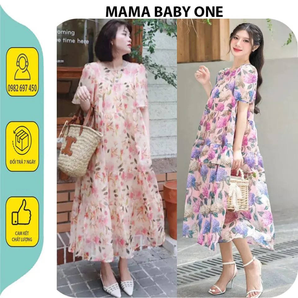 Set Công Sở, Áo Voan Hoa, Váy Lụa Cao Cấp D039 - Cam Fashion & Design