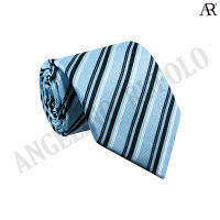 ANGELINO RUFOLO Necktie(NTN-ทาง052) เนคไทผ้าไหมทออิตาลี่คุณภาพเยี่ยม ดีไซน์ Stripe Pattern สีฟ้า-ดำ/สีเทา-ชมพู