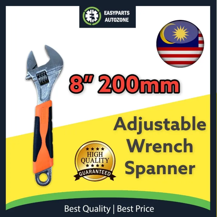 Autozone 8" Spanner Adjustable Wrench Spanner With Rubber Cushion Grip