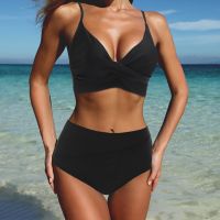 【JH】 Bikinis Color Push Up 2022 Padded Straps Waist Swimsuit Female Swimwear Biquini