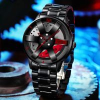 Quartz Mens Watch Hub Custom Design Sports Car Rim Sports Watch Waterproof Creative Male Watch Mens Wheel Wristwatch Clock